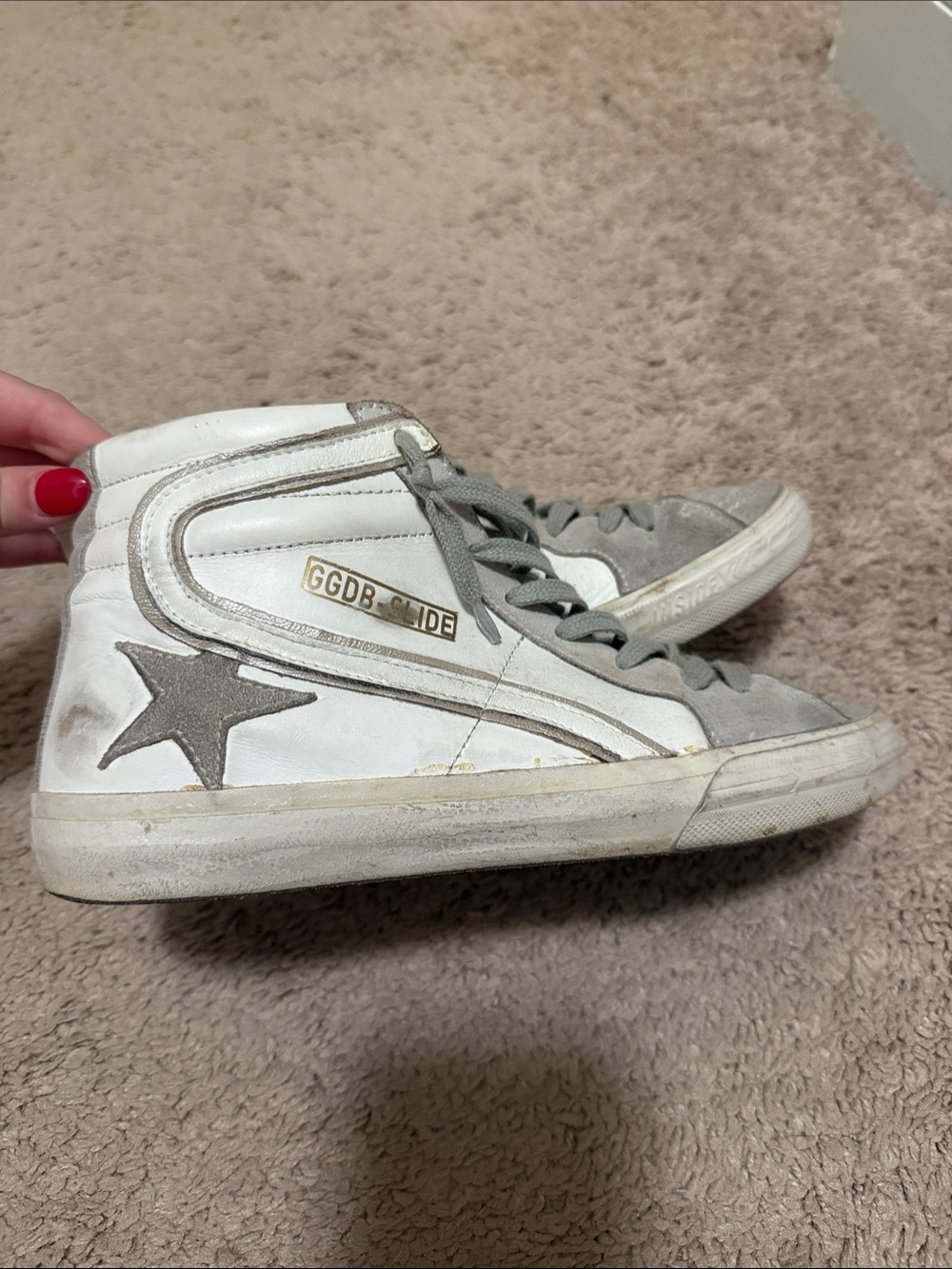 Golden Goose White & Gray High-Top Sneakers